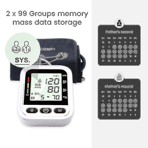 Digital LCD-skärm Övre Arm Blodtrycksmätare Elektronisk Sphygmoma