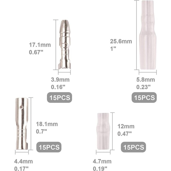 150 st 2,8 mm 4,8 mm 6,3 mm Trådkontakt Spets 3,9 mm Kulkontakt