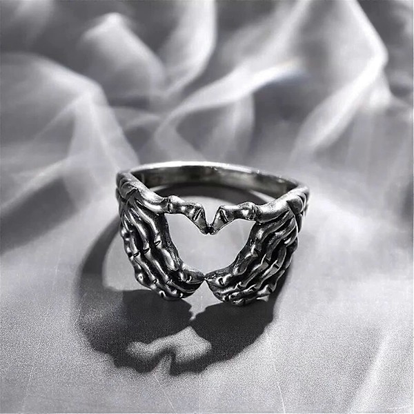 Handgestringar för kvinnor - Hjärtformade ringar i legering Storlek 10 (Silver)
