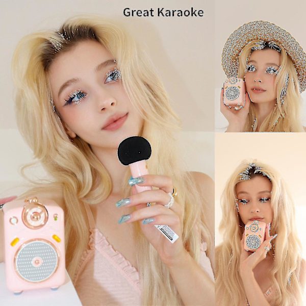 Divoom Fairy-ok Bärbar Bluetooth-högtalare med Mikrofon Karaoke Kul Pink