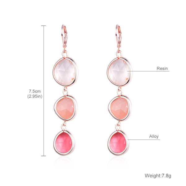 Triple Pink Quartz Dingle Örhängen stil 1
