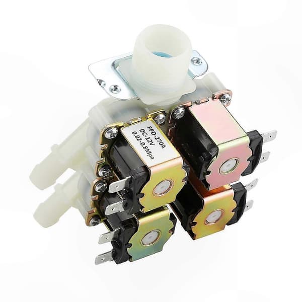 12V DC 4-vägs magnetvattenventil i plast DN20 G3/4\" normalt stängd