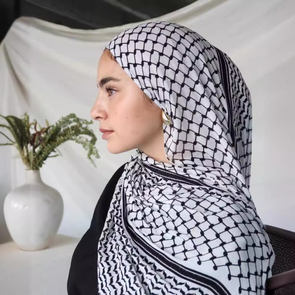 Loriya Headscarf, Palestine scarf, Keffiyeh, Arafat Hatta, bred med tofsar, Shemagh Keffiyeh Arab houndstooth Chiffong