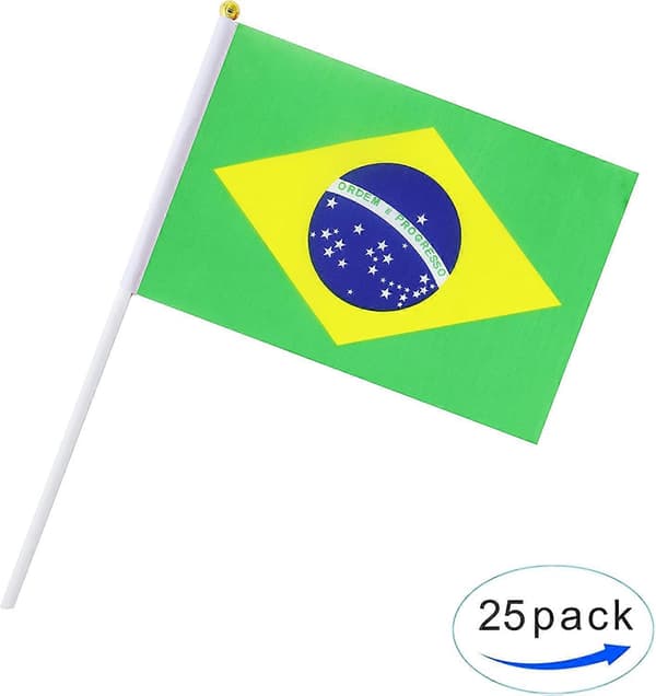 25-pack Handhållen Liten Mini Flagga Brasilien