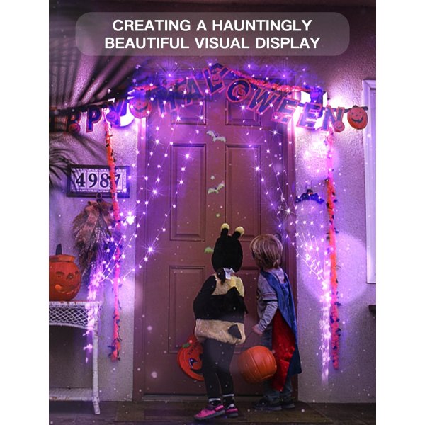 Gardinljus för sovrum, 200 led hängslinga utomhus vattentät Purple USB-200 LED