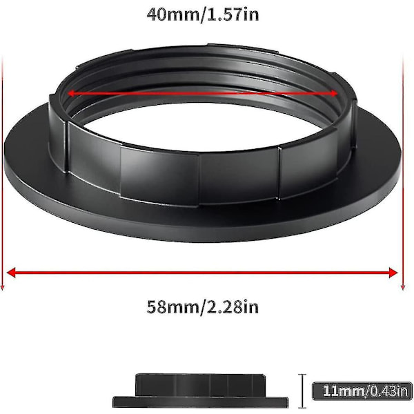 10 st Lamp Skärm Reducer Ring E27 Konverter För Lampfäste Vrid Plast Black