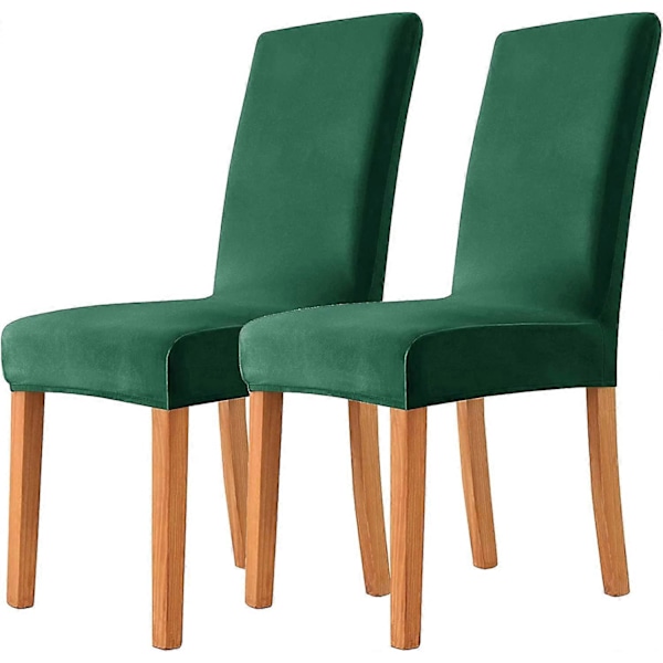 Set med 2 Skogsgröna Mjuka Stretch Sammet Överdrag för Matstolar