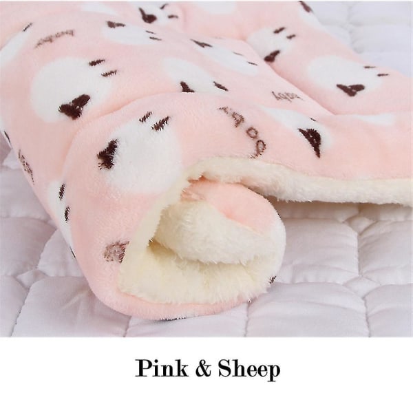 Mysig lugnande husdjursfilt Mjuk flanell Förtjockad Pet Mjuk Fleece Pad Pe XS 32x25cm Pink Sheep