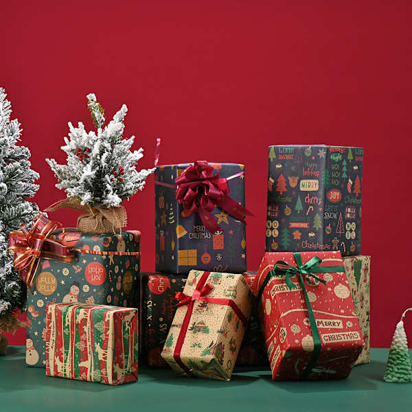 10 st nya julklappspapper för julparty elk