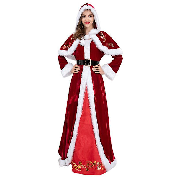 Mimigo 4st-set Long Coat Hooded Cape Julkostymer för kvinnor, Wo M