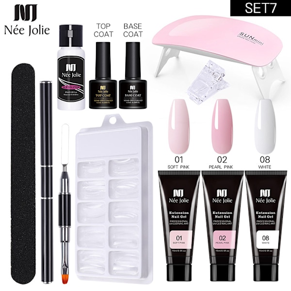 3-färgad Gelnagellack-set med UV-lampa Startpaket