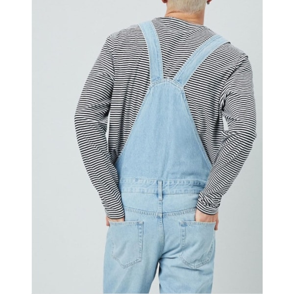 Män's Jeansbyxor Overaller Denimbyxor Fickplan Komfort Andningsbar Utomhus Daglig Utgång Bomullsblend Mode Casual Mörkblå Ljusblå light blue M