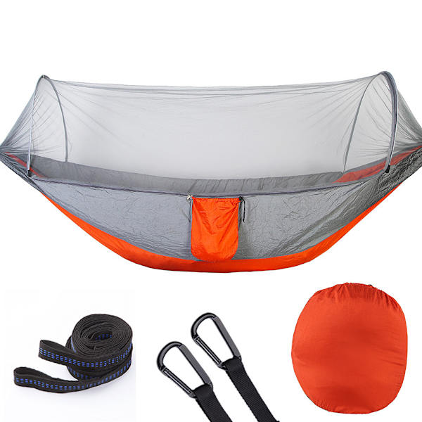 Ultralätt Resekamphängmatta Myggnät Hammock Orange 250x120