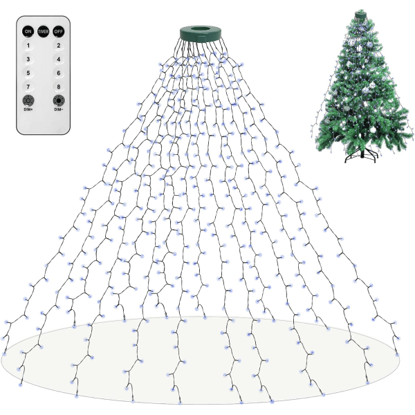 Julgransbelysning, 400 LED-julbelysning med 8 ljuslägen & M White-400LED