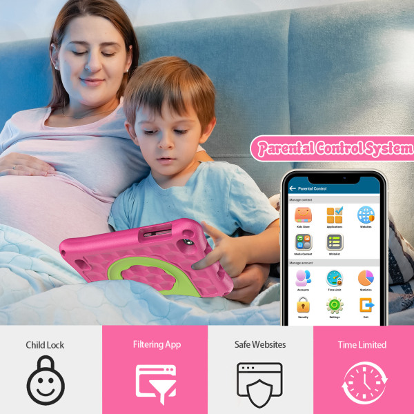 Kids Tablet 7" Android Wifi Surfplatta 32GB Android 11 Tablet Rosa UK PLUG