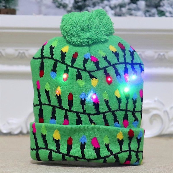 LED Stickad Upplyst Julhatt Flerfärgad Vinter Julhatt