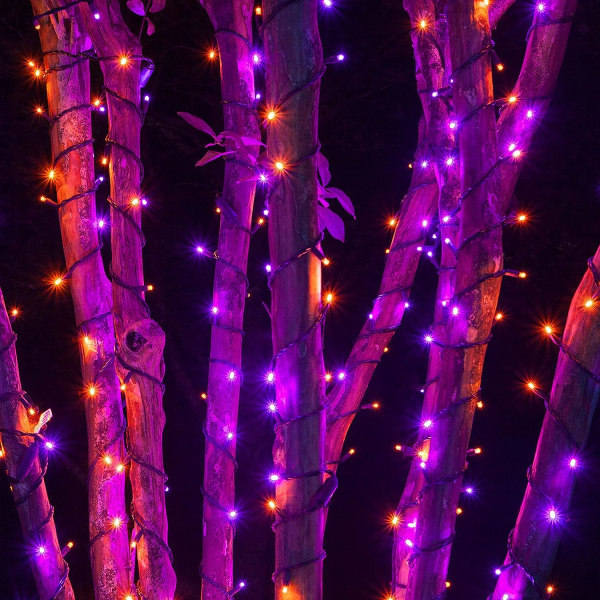 Ljusstrimma med 200 LED-lampor, 20 meter lång, för julbelysning Purple and Orange 200 LED