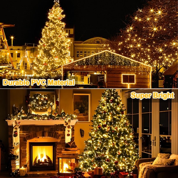 Julbelysning Utomhus 1000LED 120m Super Lång Ultra-Ljus Jul Warm to Multicolor 196 Ft 500 Led Xmas