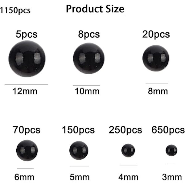 1150 Stk 3/4/5/5/6/8/10/12mm Vita Runda Pärlor Satin För DIY