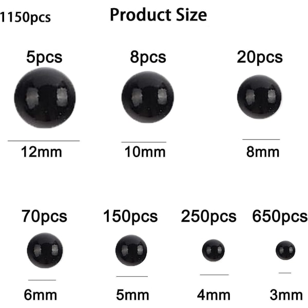 1150 stycken 3/4/5/5/6/8/10/12 mm vita runda pärlor satin för gör-det-själv