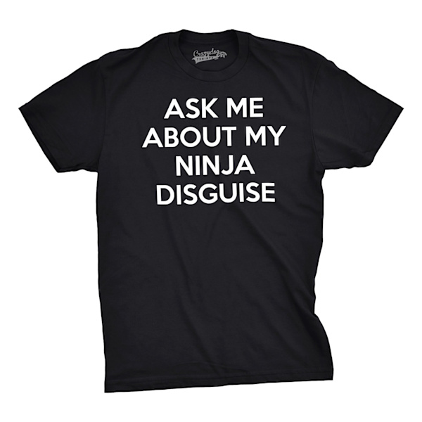 Fråga mig om min ninjaförklädnad - rolig t-shirt med tryck Black Naruto XXL