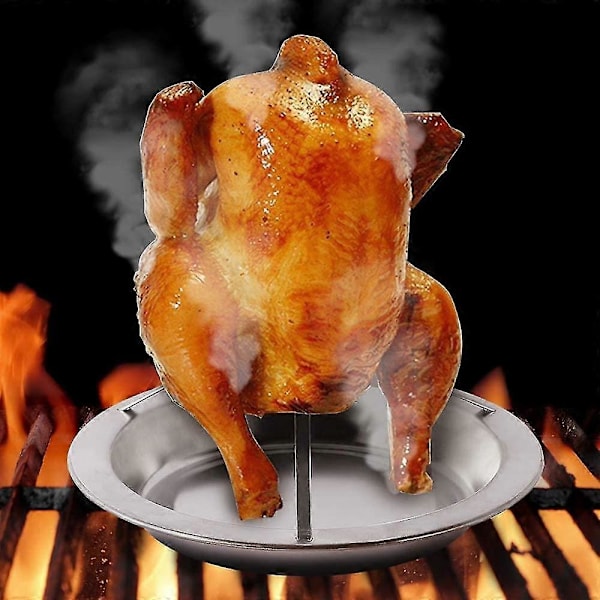 Vertikalt Rostfritt Stål Kycklingställ Robust Grillpanna För Ugn Matlagning Grillverktyg