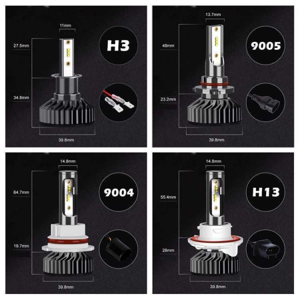 2-delad Infinity F2-ZES H4 H7 LED-strålkastarlampa kompatibel med H4