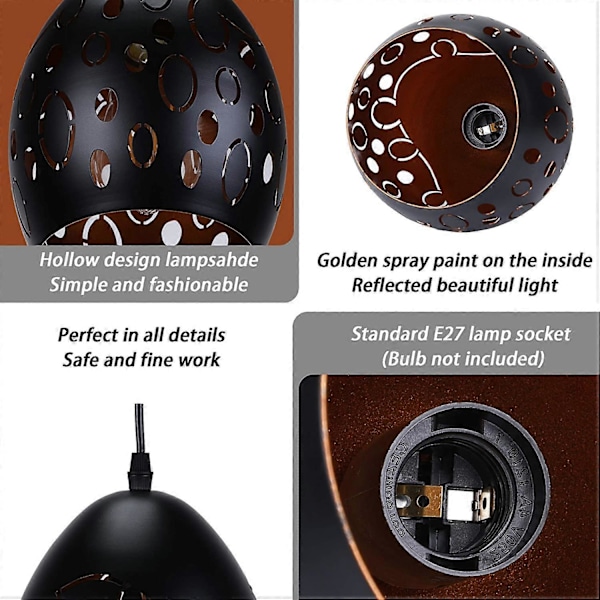 Industriell Pendellampa Retro Takbelysning E27 Svart Metall [Energiklass A++] (Stil 1)