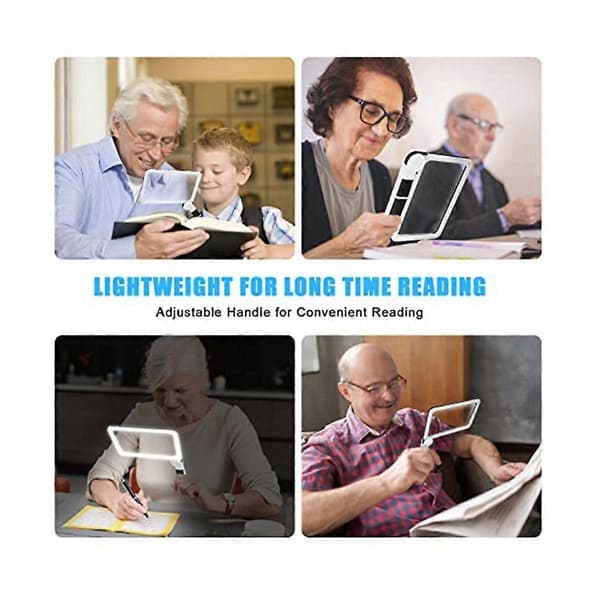 Helsida 5x Förstoringsglas för Läsning, Vikbart Upplyst Förstoringsglas med 48 LED-lampor, Rektangulär