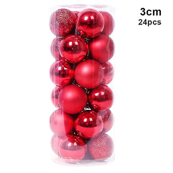24st julbollsprydnader Splittrsäker julgranskulor Dekor Red 6cm