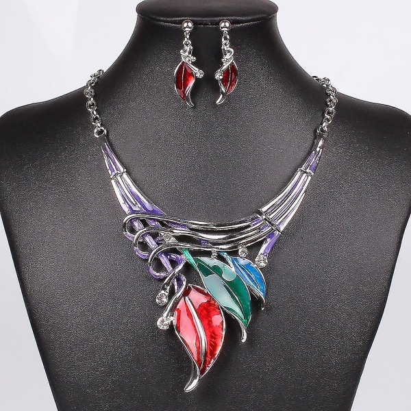 Halsband Örhänge Crystal Smycken Set Multicolor