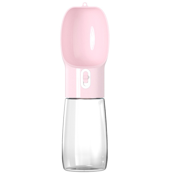 Läckagesäker Bärbar Hundvattenflaska - Inbyggd Skål, 400 ML - Perfekt för Resor och Utomhusäventyr pink