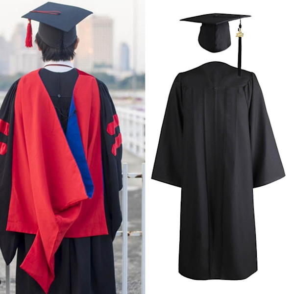 1 Set Examenklänning Hatt Tofs Dragkedja Akademisk Klädsel Red 4XL