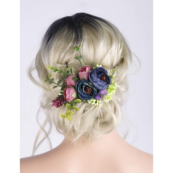 Anglacesmade Burgund Brudslöja Hårclips Blomma Hårfäste Bröllop