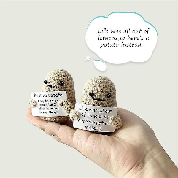 Mini Funny Positive Life Potatis, 3" Intressant stickad ullpotatis Do Positive Potato 2Pcs