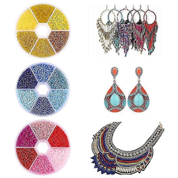 DIY Enfärgad Glas Millet Pärlor 6 Färgkombination Målarpärlor Set DIY Smyckestillbehör