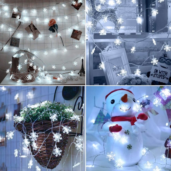 Snowflake Christmas Lights, 16.08ft 40 LED Christmas Lights med Remot Cool White