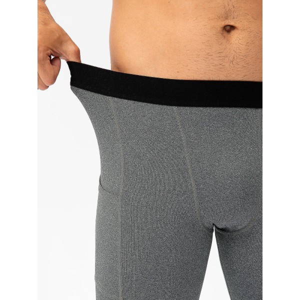 Män One Leg Leggings Kompatibla Basket Sidofickor Fitness Traini Grey Small