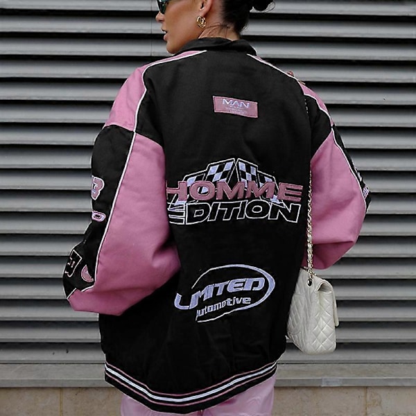 Barbie Powder Print Vintage Racingjacka, Pilotjacka, Y2k Street Clothes-jacka 2XL