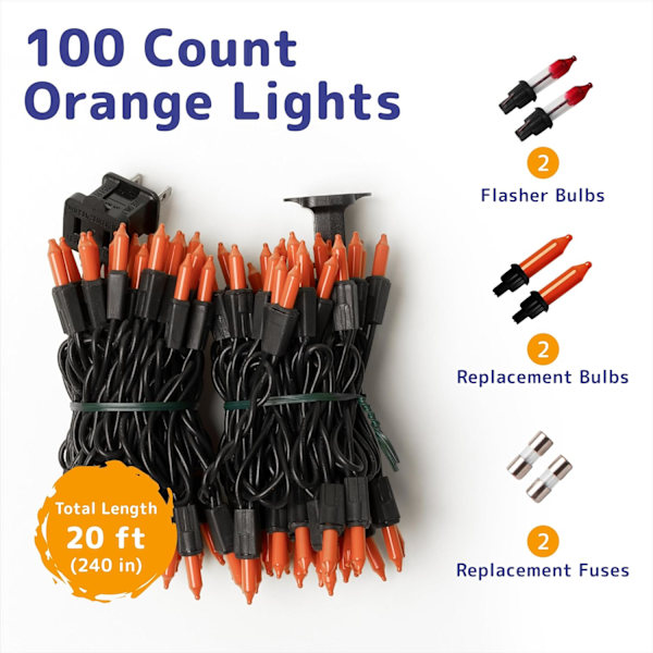Julbelysning (6 meter, 100 lampor) - Klar Vit Julgranbelysning Orange 100ct