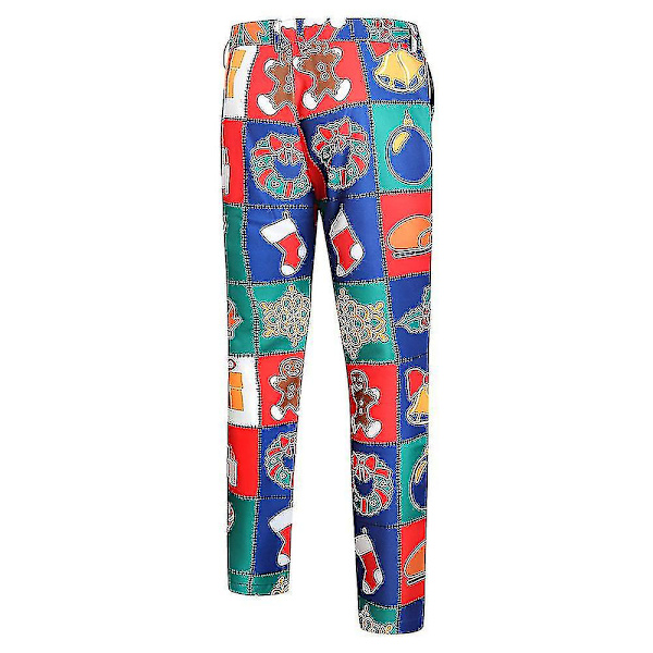 Män Jultryck Chino Byxor Julparty Fancy Dress Lång Kostym Pa Red 2XL