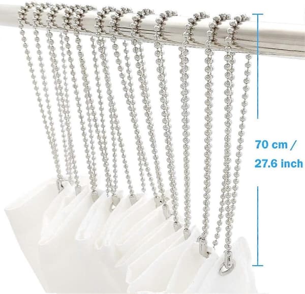 Duschdraperikrokar Lång Storlek 27 tum/70 cm, Duschdraperiringar 12