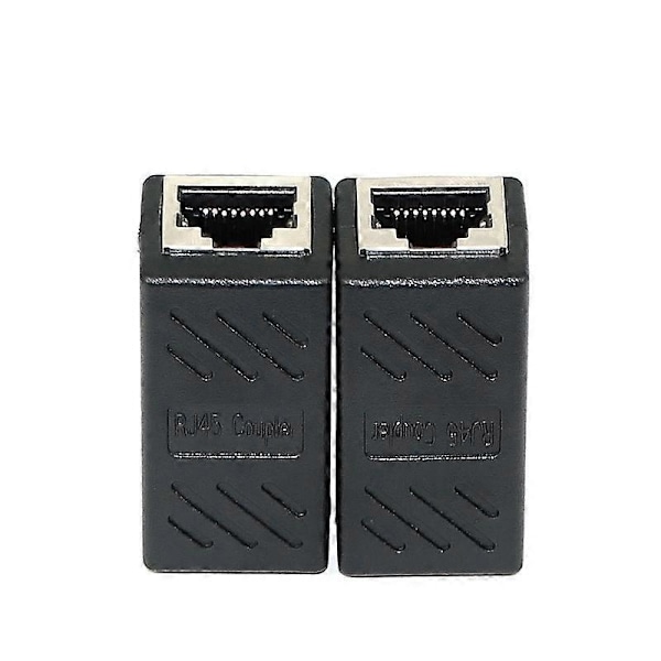 Kopplingskabelkontakt Patchkabel Ethernet Skärmad Modulär Adapter 2x RJ45 Hona Uttag DSL LAN Svart