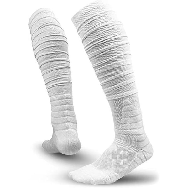 Fotbollssockor för män, Rugby, Hockey Sport Knähöga Sockor, Män Knähöga Fotbollssockor Utomhusspel Fotbollssockor white L/XL（39-45）