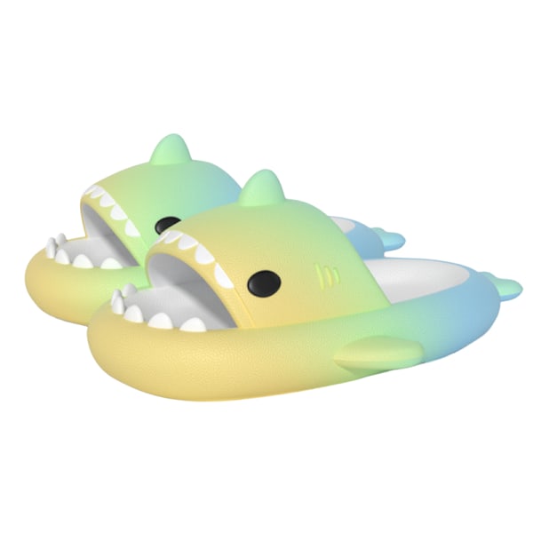 Rainbow Cloud Shark Tofflor Gradient Färg gul-grön-bule 36