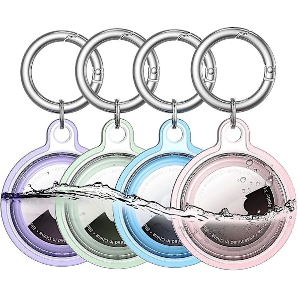 Vattentätt Airtag-hållare, 4-pack Apple Airtag Nyckelring, Airtag-fodral (4 färger)