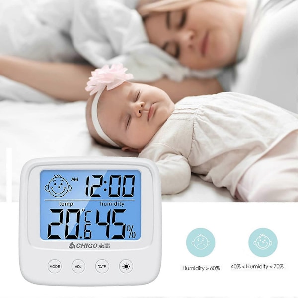 Inomhustermometer Hygrometer, Babyrumstermometer Set om 2, / / Klocka / Datum