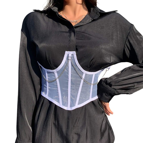 Transparent bröstkorsett med transparent mesh för kvinnor M White