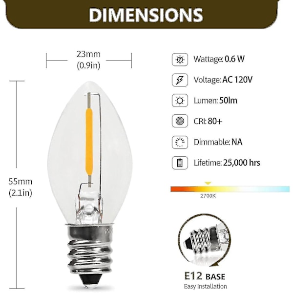 5 Bas C7 Stränglampor Julbybelysningstillbehörssladd Med 5 LED-lampor