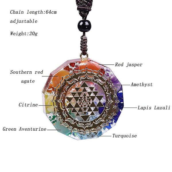 Orgonit Hänge Sri Yantra Halsband Helig Geometri Chakra Energi Halsband